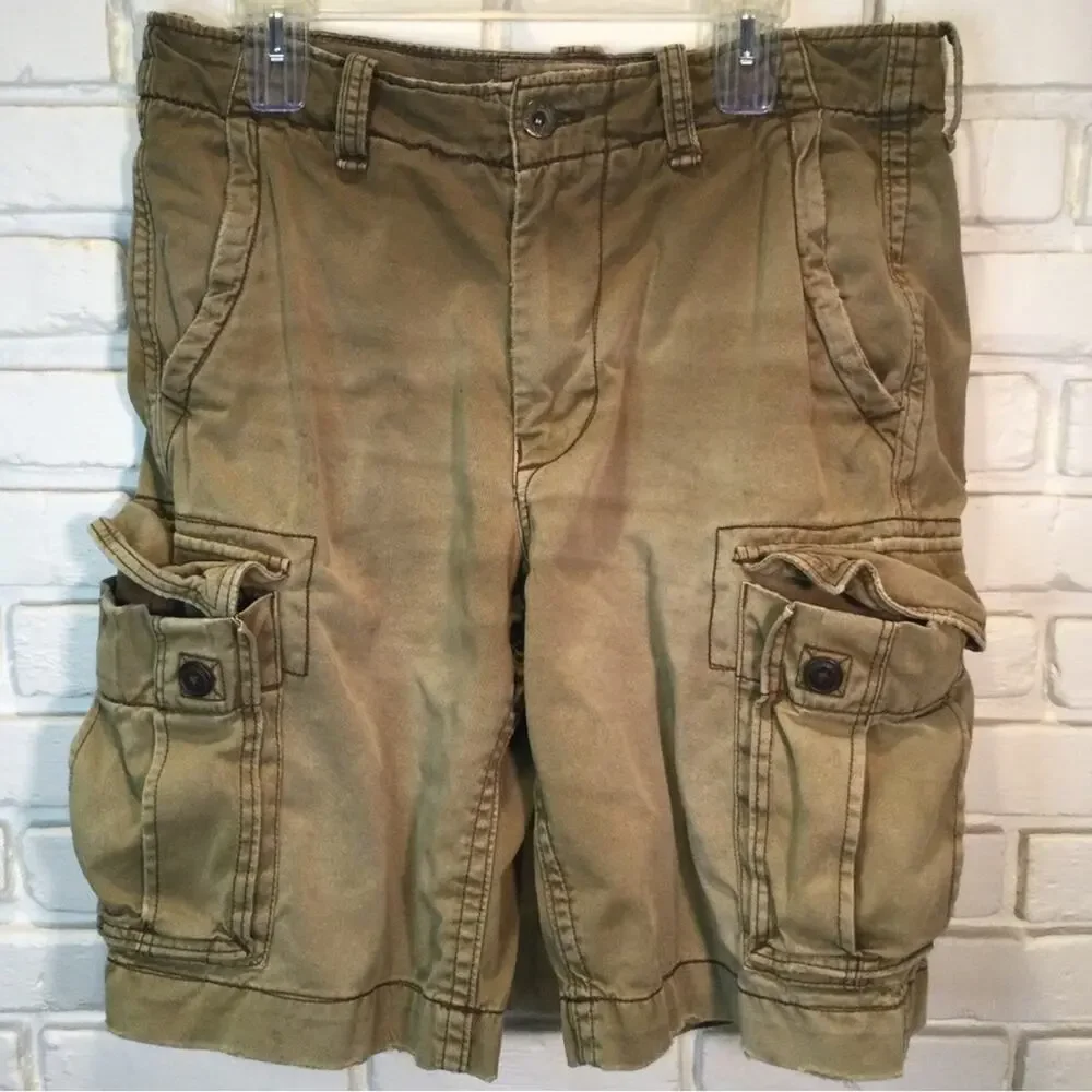 American Eagle Classic Length Cargo Shorts Distressed look 33